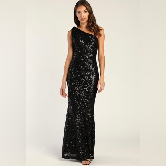 Lulus Black Sequin Ball Gown - Picture 1 of 3